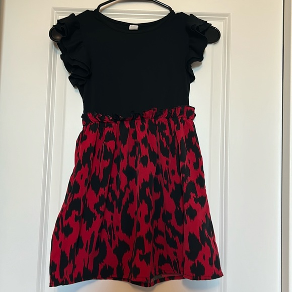 Girls Red Leopard Dress - Picture 1 of 3